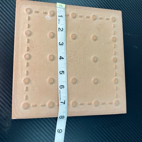 Vintage Terracotta Tile Trivet Hand-Painted Italian Floral Red Green 8” Square - Picture 8 of 9